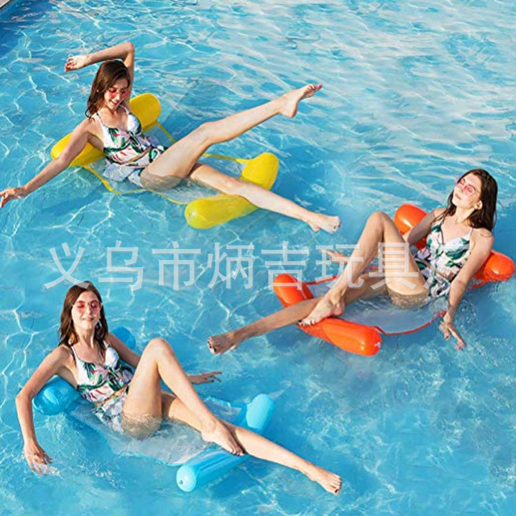 Amazon explosion models inflatable floating bed inflatable floating row foldable water deck chair water toy bed with net floating bed