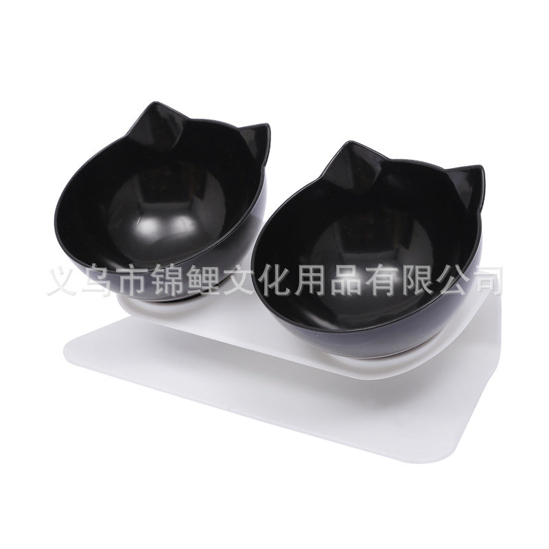 Explosive Cat Double Bowl Cat Bowl Dog Bowl Transparent AS Material Non-slip Food Bowl With Protection Cervical Transparent Cat