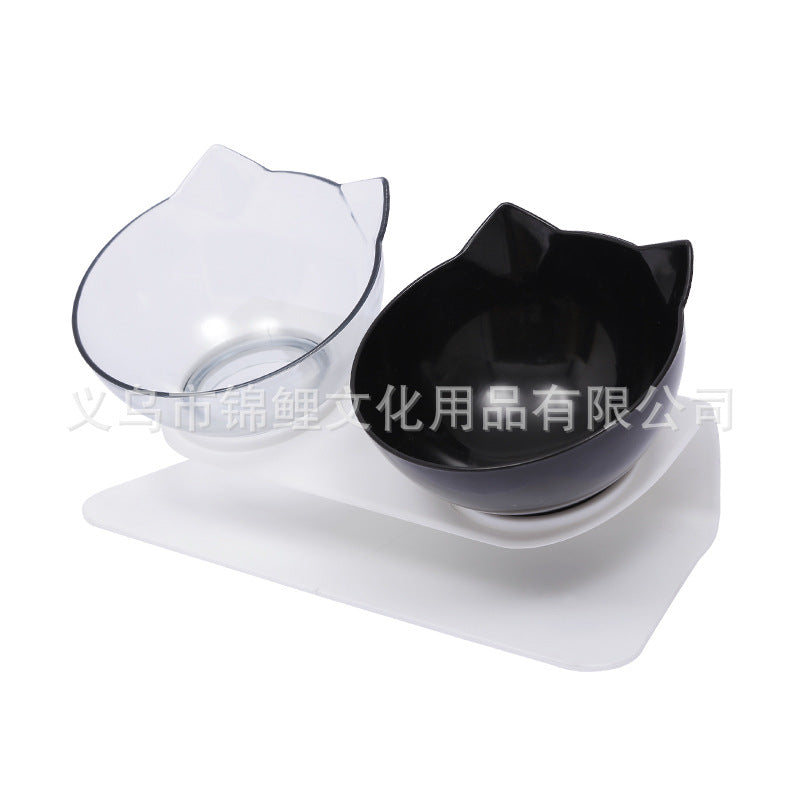 Explosive Cat Double Bowl Cat Bowl Dog Bowl Transparent AS Material Non-slip Food Bowl With Protection Cervical Transparent Cat