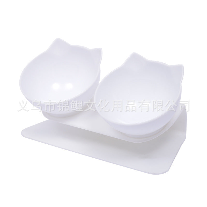 Explosive Cat Double Bowl Cat Bowl Dog Bowl Transparent AS Material Non-slip Food Bowl With Protection Cervical Transparent Cat