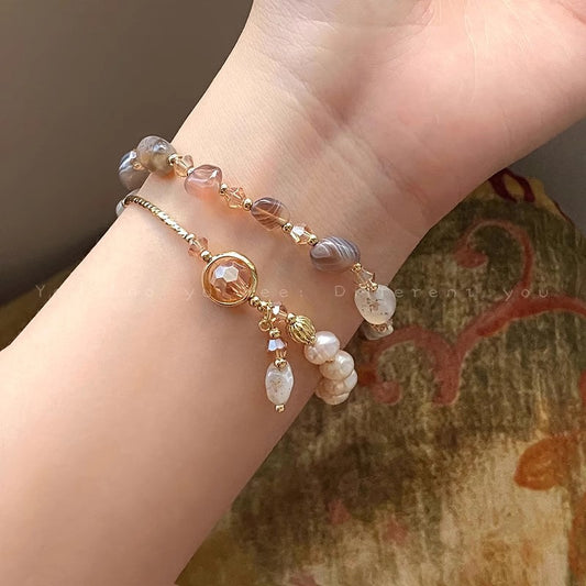 Pearl Double Layer Crystal Bracelet For Women