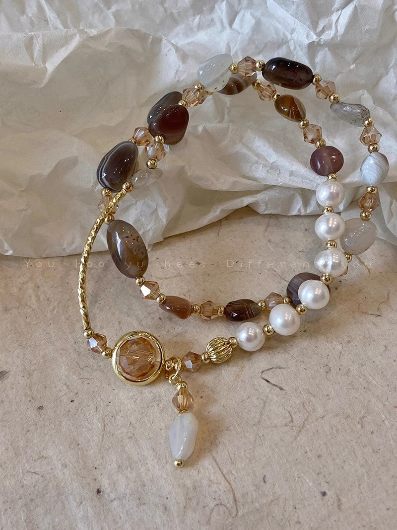 Pearl Double Layer Crystal Bracelet For Women