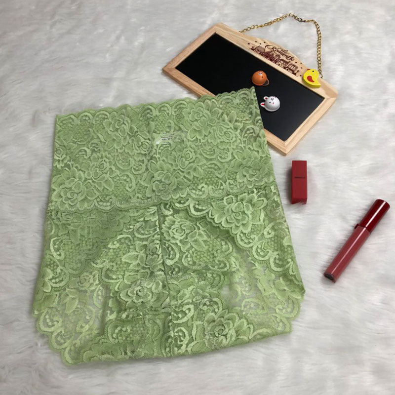 High-waisted lace panties feminine temptation no trace large size hips abdomen transparent briefs cotton ladies underwear