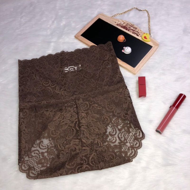 High-waisted lace panties feminine temptation no trace large size hips abdomen transparent briefs cotton ladies underwear