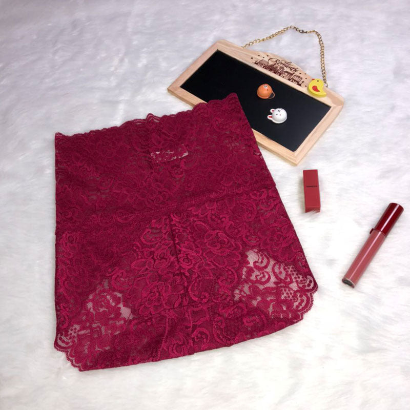 High-waisted lace panties feminine temptation no trace large size hips abdomen transparent briefs cotton ladies underwear