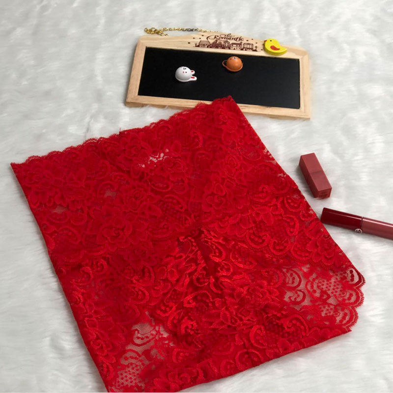 High-waisted lace panties feminine temptation no trace large size hips abdomen transparent briefs cotton ladies underwear