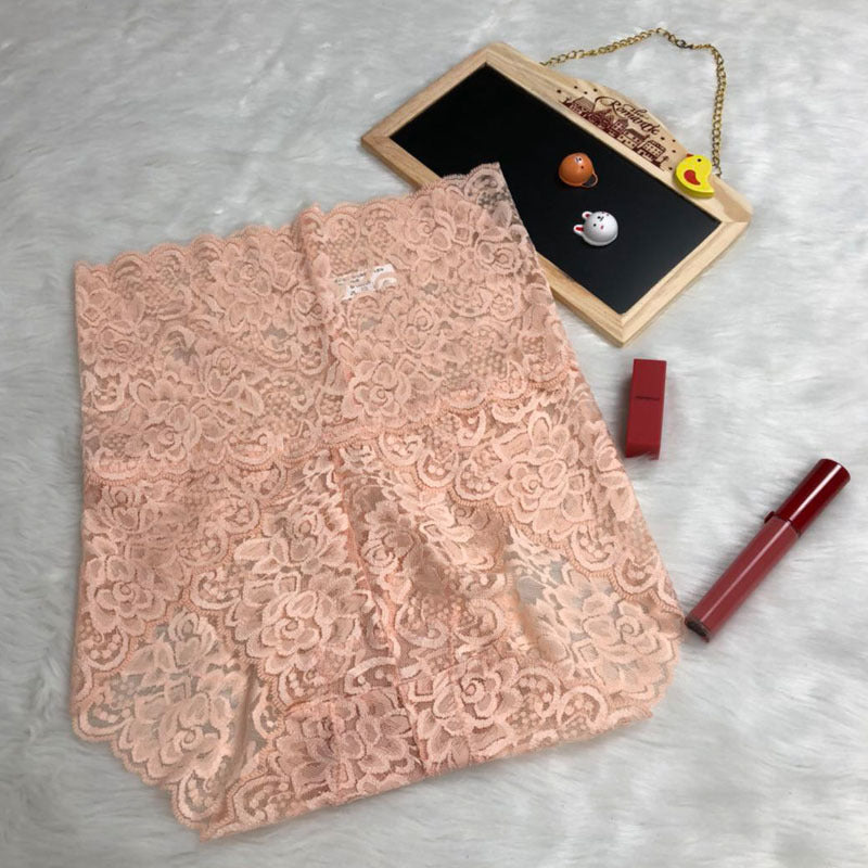 High-waisted lace panties feminine temptation no trace large size hips abdomen transparent briefs cotton ladies underwear