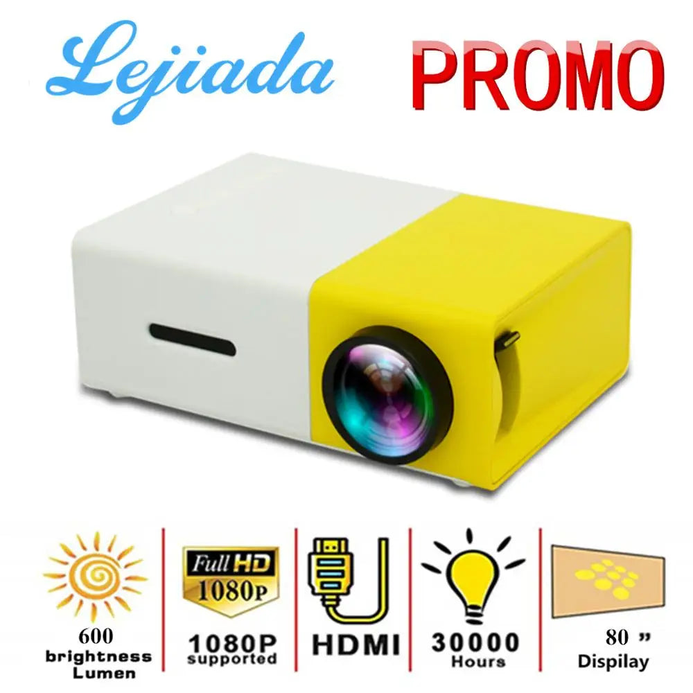 LEJIADA YG300 LED Mini Projector 320x240 Pixels Supports 1080P YG-300 HDMI USB Audio Portable Projector Home Media Video player