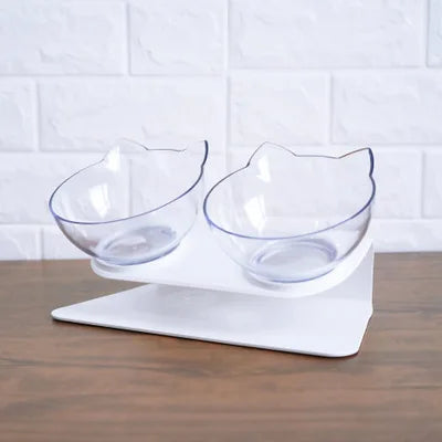 Explosive Cat Double Bowl Cat Bowl Dog Bowl Transparent AS Material Non-slip Food Bowl With Protection Cervical Transparent Cat
